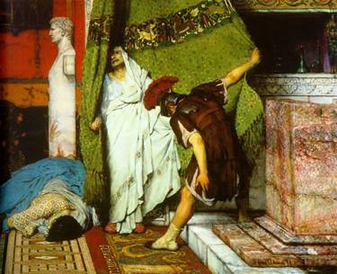 Claudius is claimed Roman Emperor by the Praetorian Guard, 41 CE, painted in 1871 by Lawrence Alma Tadema (1836-1912) Location TBD.







